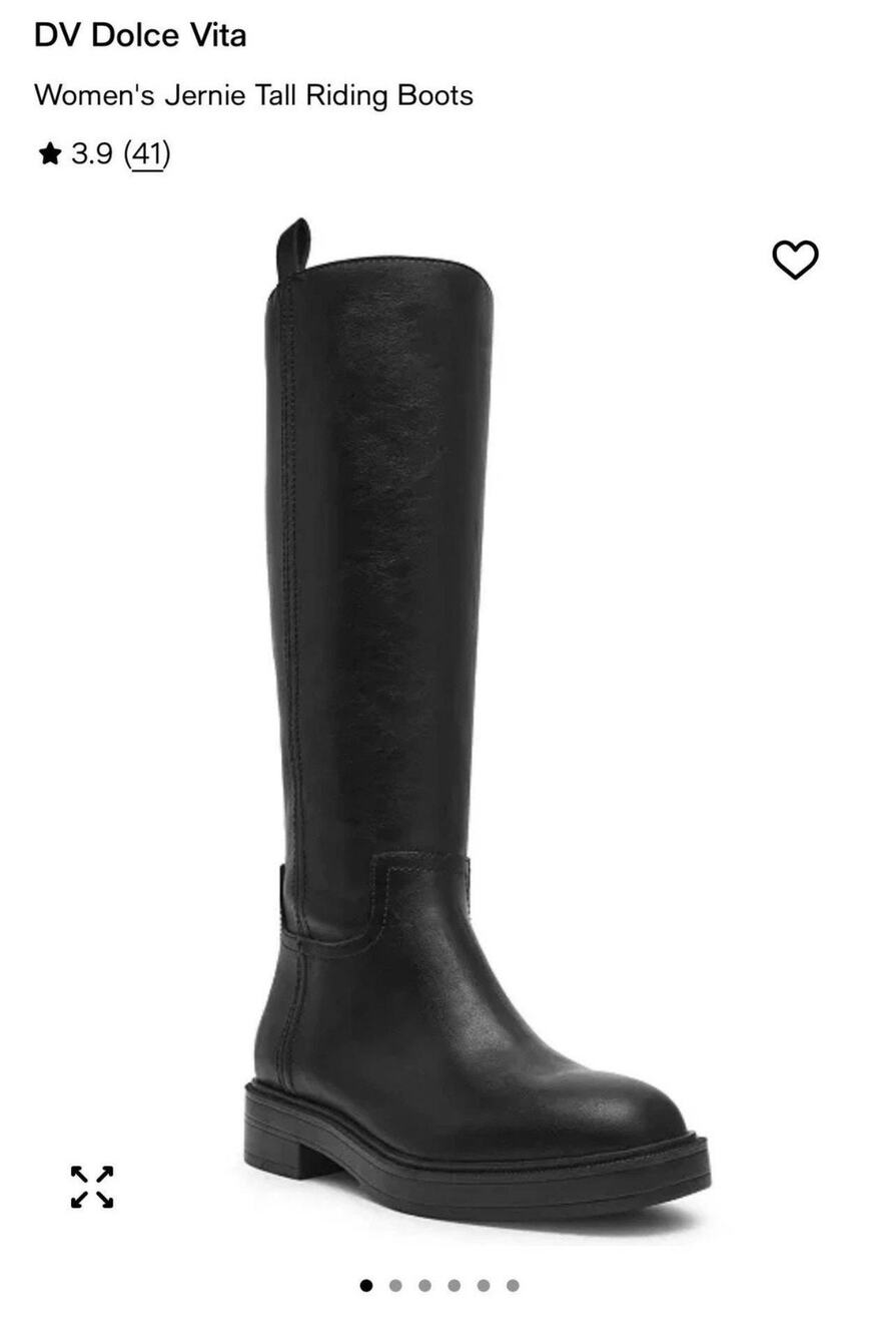 DV Dolce Vita Jernie Boots Womens Size 7.5 Black Riding Knee High Block Heel